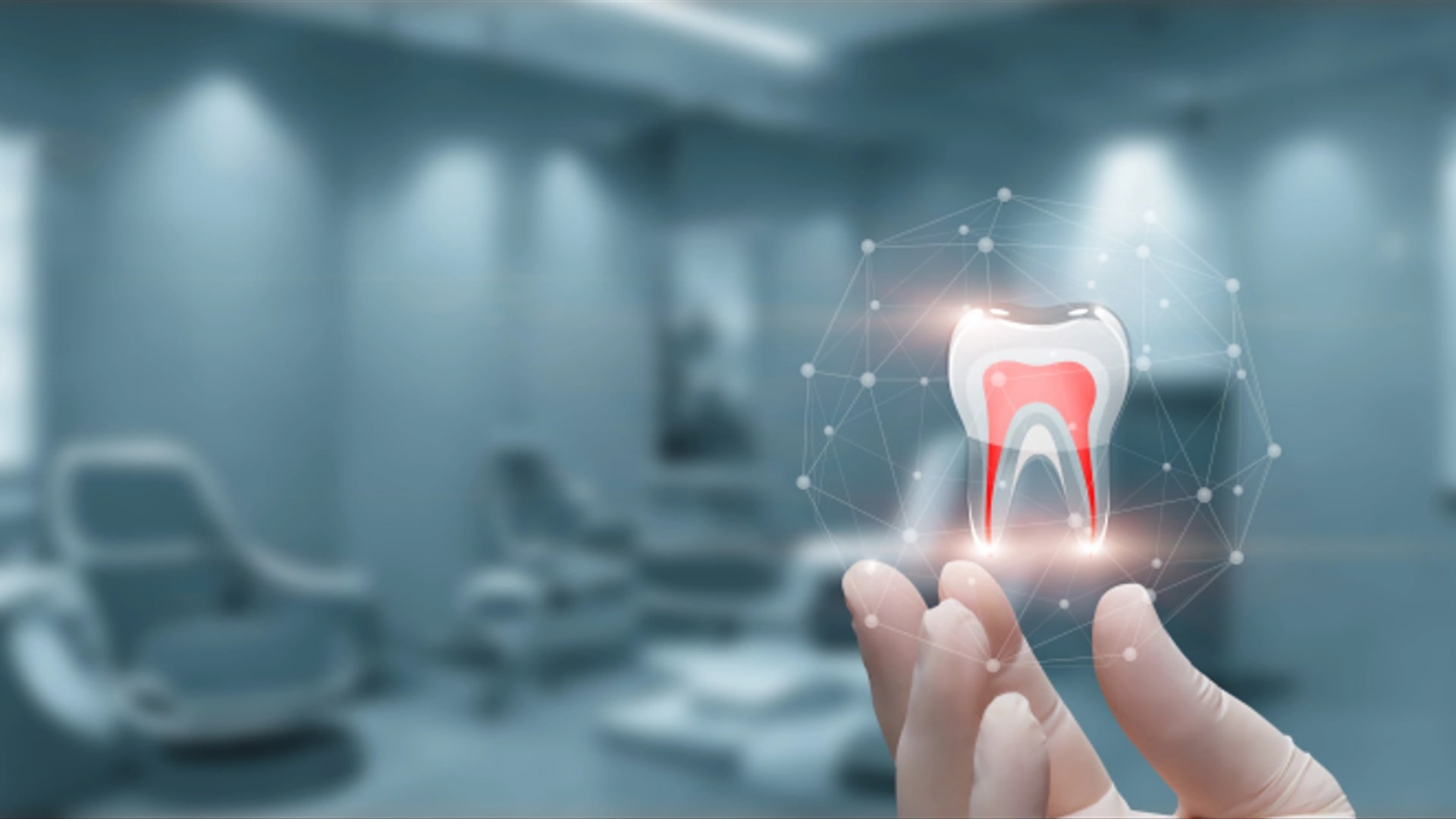 Dentist office with a tooth in front