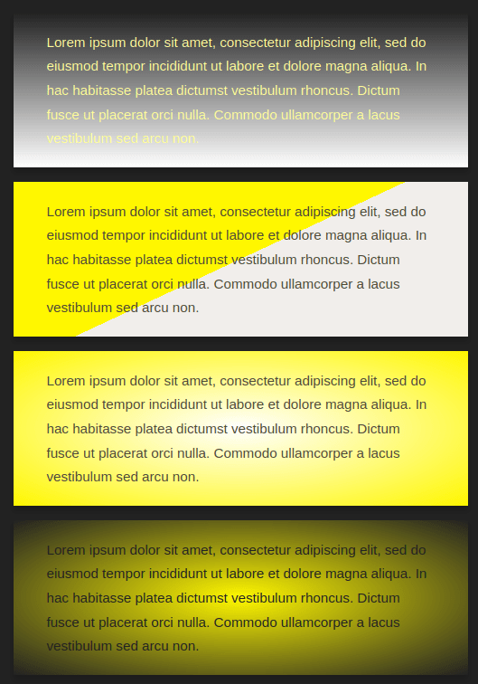 Content boxes with gradient backgrounds with the Blacklemon skin for the IceCubo WordPress theme