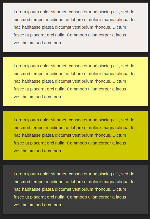 Content boxes of the Blacklemon skin for the IceCubo WordPress theme
