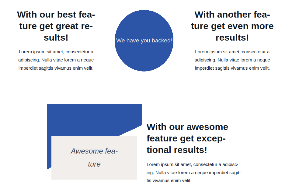 Feature sections with Blueberry skin for the IceCubo WordPress theme