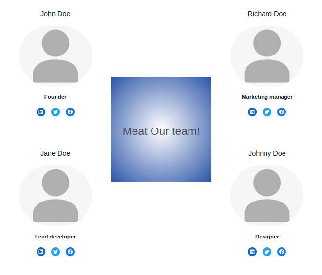 Team members section with Blueberry skin for the IceCubo WordPress theme