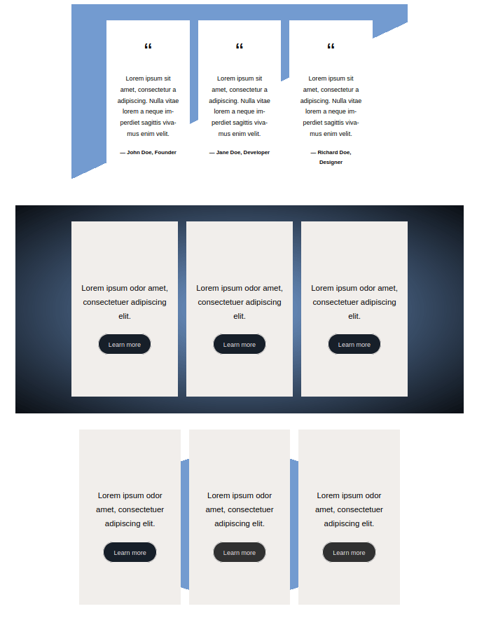 Cover sections with Default skin for the IceCubo WordPress theme
