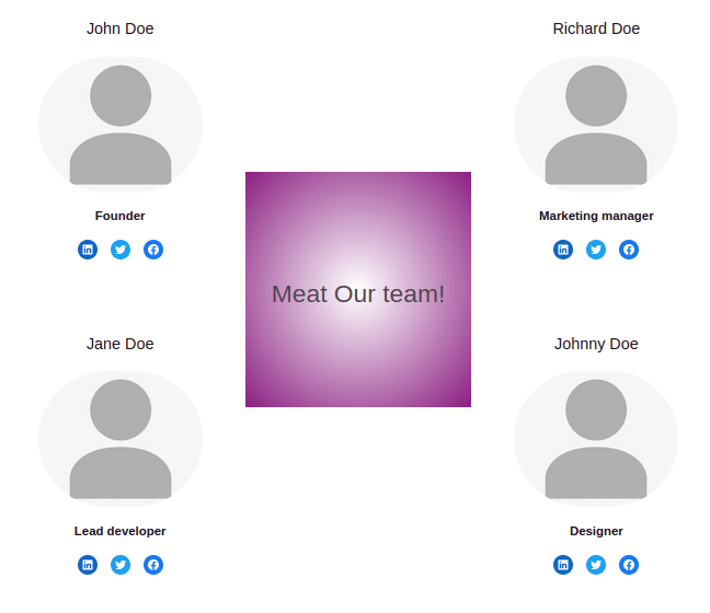 team members section with Plum skin for the IceCubo WordPress theme