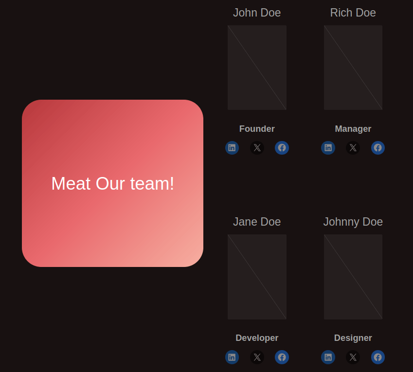 One of the Team sections with the Black Cherry skin