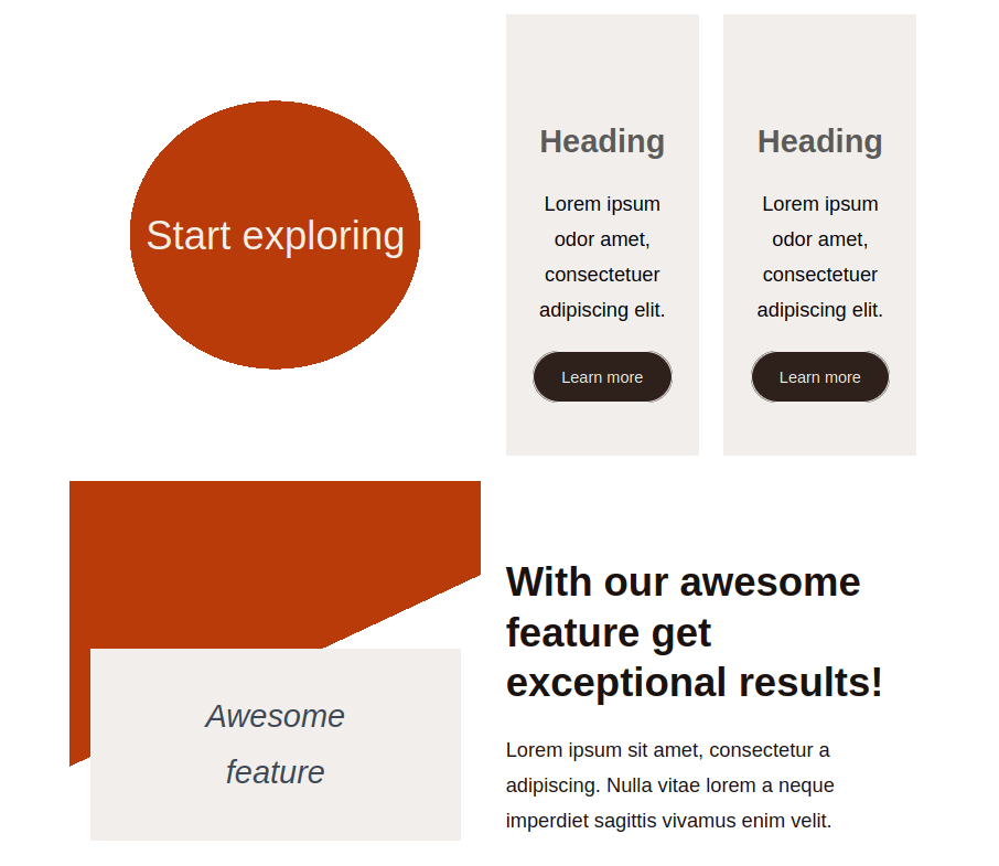 Clementine skin - One of the patterns to present features or portfolio items