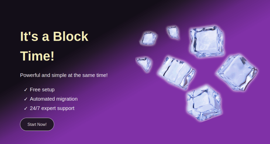 Header hero section with Grape skin for the IceCubo WordPress theme