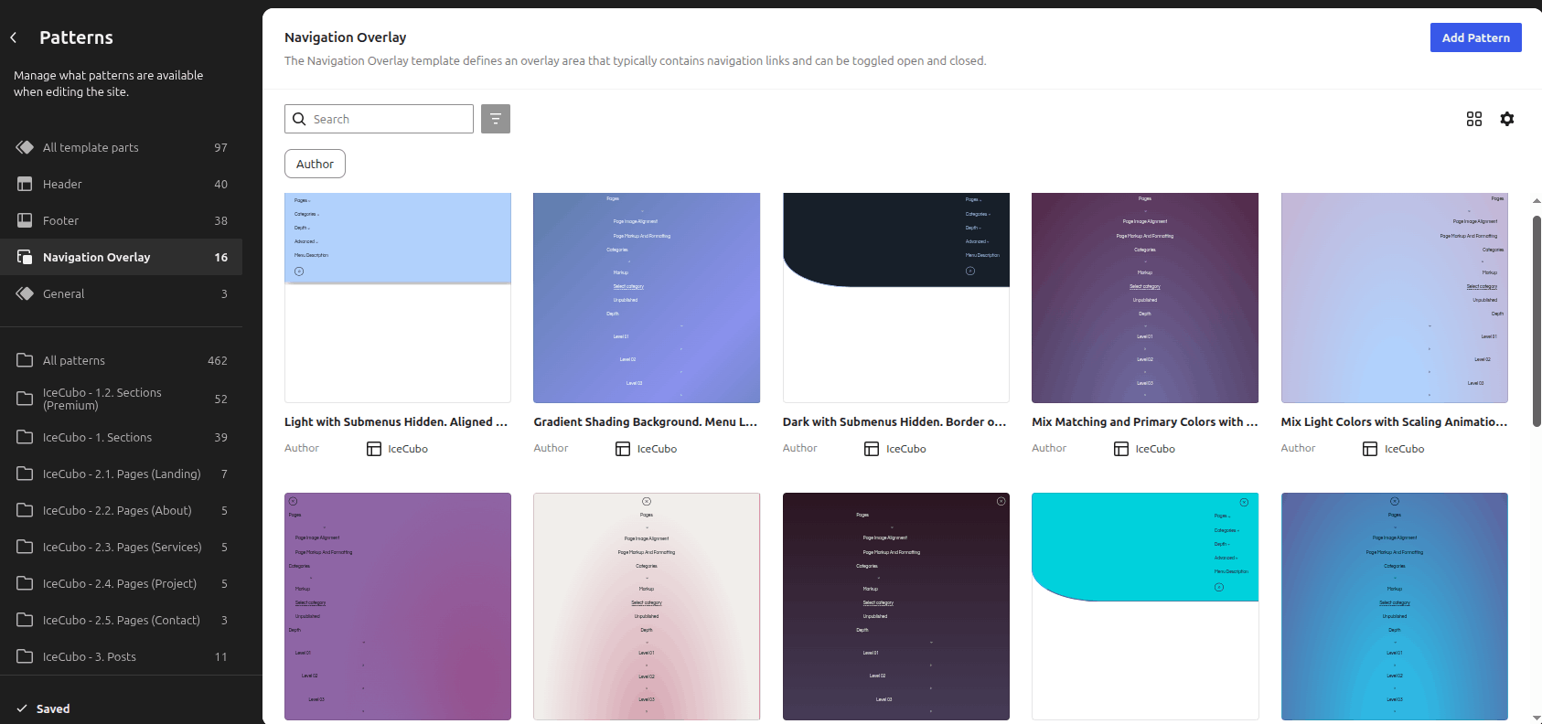 IceCubo navigation overlays patterns